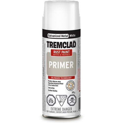 Couche de fond antirouille en vaporisateur Tremclad, Blanc galvanis&eacute;, Tr&egrave;s mat, Canette a&eacute;rosol Quali-T-Solutions