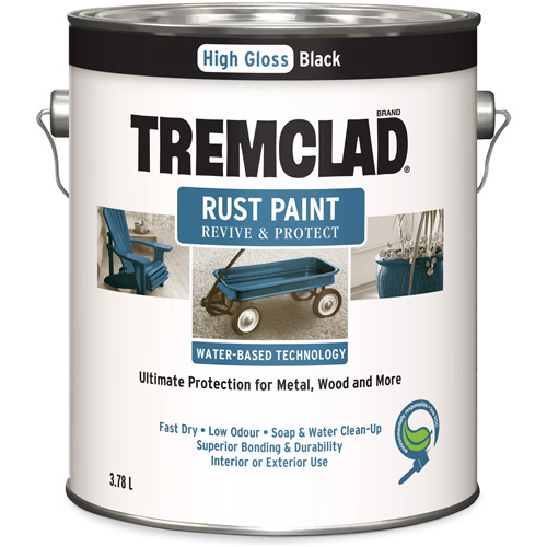 Peinture antirouille &agrave; base d'eau Tremclad, 3,78 L, Gallon, Noir Quali-T-Solutions