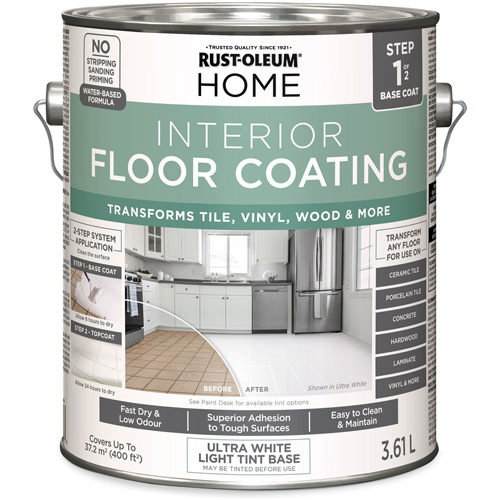 Home Interior Floor Coating System Base Coat, 3.61 L, Water-Based, Very Flat, Tint Base/White Quali-T-Solutions