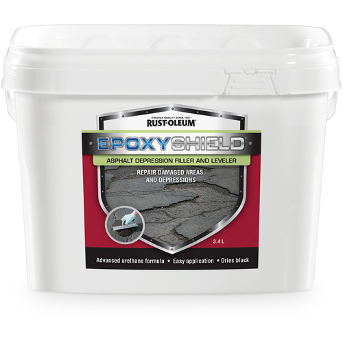 Mat&eacute;riau de remplissage de d&eacute;pression et de nivellement pour asphalte EpoxyShield, Seau, Noir Quali-T-Solutions