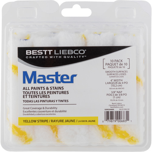 Master Yellow Stripe Mini Roller, 10 mm (3/8") Nap, 101.6 mm (4") L Quali-T-Solutions