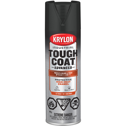 Peinture industrielle &agrave; chaleur &eacute;lev&eacute;e Tough Coat Advanced, Noir haute temp&eacute;rature, Fini mat profond, 425 g, Canette a&eacute;rosol Quali-T-Solutions