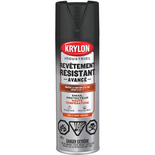 Peinture industrielle &agrave; chaleur &eacute;lev&eacute;e Tough Coat Advanced, Noir haute temp&eacute;rature, Fini mat profond, 425 g, Canette a&eacute;rosol Quali-T-Solutions