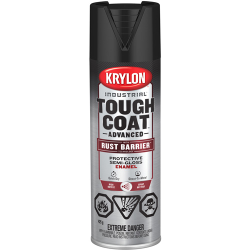 Peinture Tough Coat avec technologie Rust Barrier, Noir, Semi-brillant, 425 g, Canette a&eacute;rosol Quali-T-Solutions