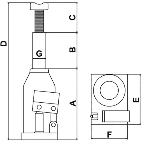 Cric-bouteille, 20 tonnes, 11" Hauteur &eacute;lev&eacute;e Quali-T-Solutions