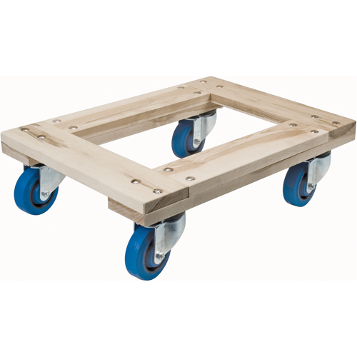 Chariots en bois franc - usage intensif, Roues en Caoutchouc, Capacit&eacute; de 1400 lb, 18" la x 24" p x 7" h Quali-T-Solutions