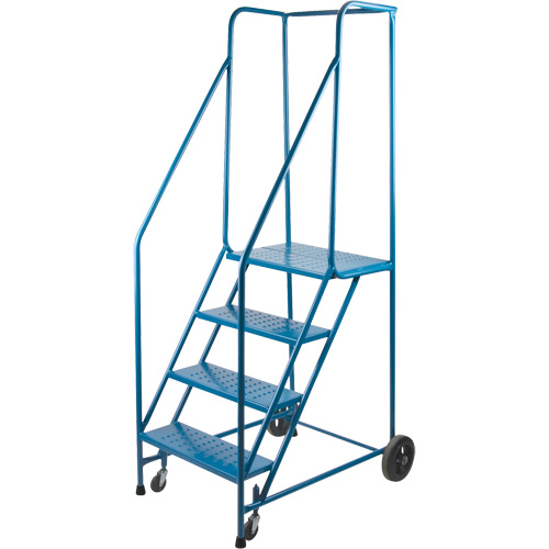 CSA-Certified Rolling Step Ladder, 4 Steps, 22" Step Width, 37" Platform Height, Steel Quali-T-Solutions