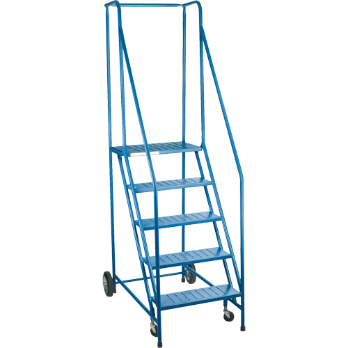 CSA-Certified Rolling Step Ladder, 5 Steps, 22" Step Width, 46" Platform Height, Steel Quali-T-Solutions