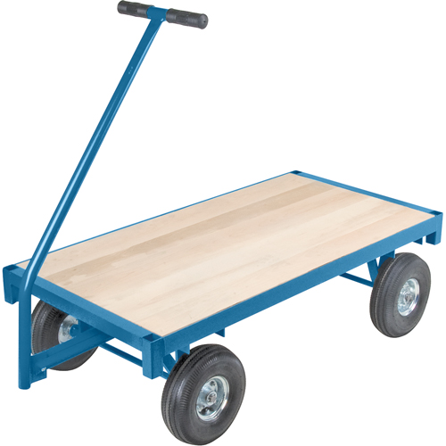 Ergonomic Platform Wagon Trucks, 30" W x 60" L, 45" Handle, 1000 lbs. Capacity, 10" Wheel Dia., Pneumatic Wheels Quali-T-Solutions