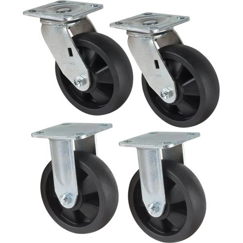 Caster Set, Rigid/Swivel, 6" (152.4 mm), Nylon, 2400 lbs. (1089 kg.) Quali-T-Solutions