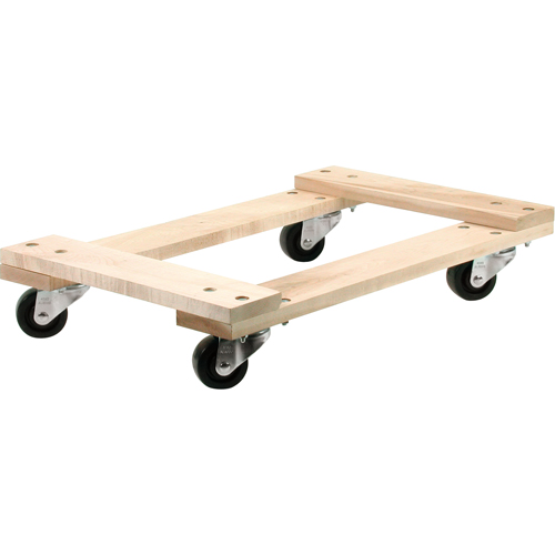 Chariots en Bois Franc - usage moyen, Roues en Polyol&eacute;fine, Capacit&eacute; de 900 lb, 18" la x 30" p x 7" h Quali-T-Solutions