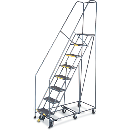 &eacute;chelles Pivotantes A/Roulettes Au Centre, 8 marches, Largeur de la marche 16", Hauteur de la plateforme 80", Acier Quali-T-Solutions