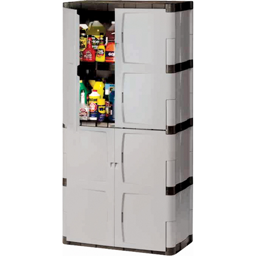 Heavy-Duty Cabinets, Plastic, 3 Shelves, 72" H x 36" W x 18" D, Mica and Charcoal Quali-T-Solutions
