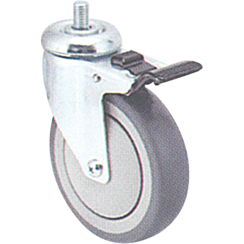 Roulette zingu&eacute;e, Pivotant avec frein, Diam&egrave;tre 4" (102 mm), Capacit&eacute; 200 lb (91 kg) Quali-T-Solutions
