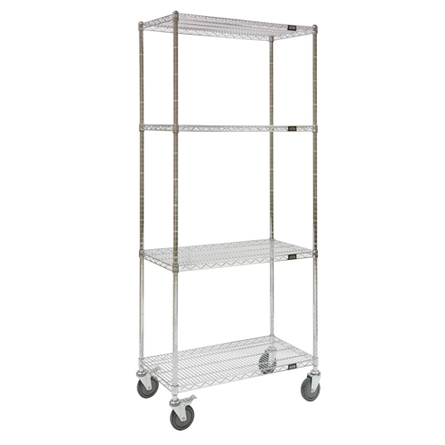 Wire Shelf Cart, Chrome Plated, 60" x 80" x 24", 800 lbs. Capacity Quali-T-Solutions