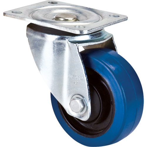 Roulette bleue, Pivotant, 4" (101,6 mm), Caoutchouc, 350 lb (158,8 kg) Quali-T-Solutions