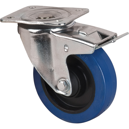 Blue Caster, Swivel with Brake, 5" (127 mm), Rubber, 400 lbs. (181 kg.) Quali-T-Solutions