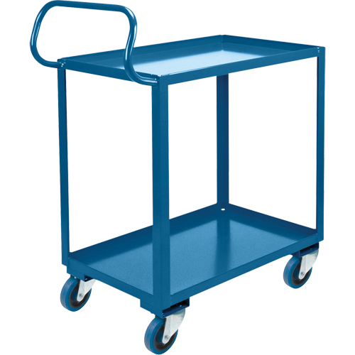 Chariot ergonomique &agrave; tablettes, 800 lb Capacit&eacute;, Acier, 26" la x 37" ha x 38" p, Bordure vers le haut Quali-T-Solutions