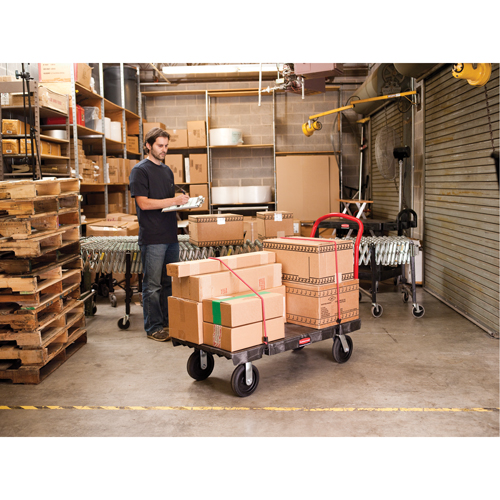 Chariot &agrave; plateforme robuste, 48" lo x 24" la, 2000 lb cap, Roues Caoutchouc Quali-T-Solutions