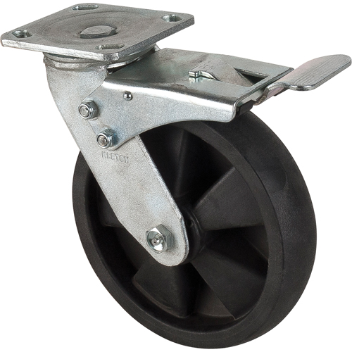 Roulettes haute temp&eacute;rature, Pivotant avec frein, 8" (203,2 mm), Nylon, 1000 lb (453 kg) Quali-T-Solutions