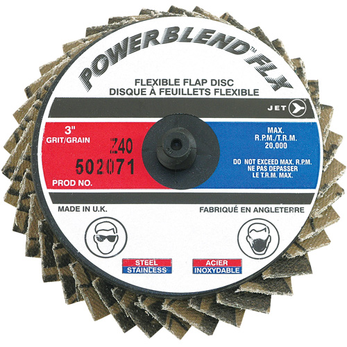 Powerblend FLX Roll-on Flap Disc, 3" x Type R, Z40 Grit, Zirconia Alumina Quali-T-Solutions