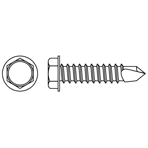 Self Drill Hex Washer, #8 x 1/2" L, Stainless Steel Quali-T-Solutions