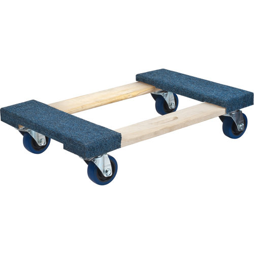 Carpeted Ends Hardwood Dolly, Wood Frame, 18" W x 24" L, 1400 lbs. Capacity Quali-T-Solutions