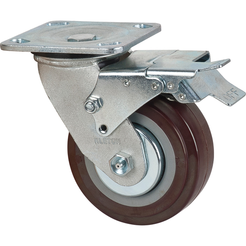 Roulette, Pivotant avec frein, 5" (127 mm), Polyur&eacute;thane, 650 lb (294 kg) Quali-T-Solutions