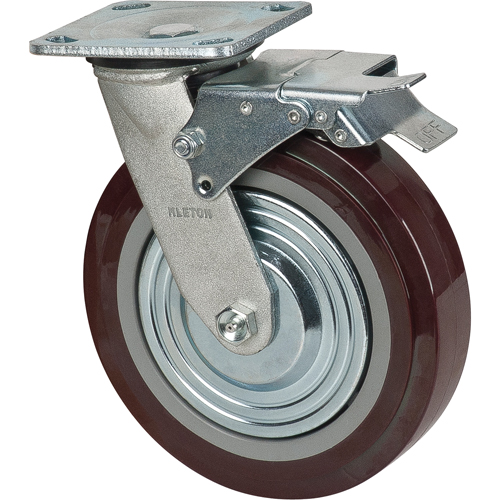 Roulette, Pivotant avec frein, 8" (203,2 mm), Polyur&eacute;thane, 1000 lb (453,6 kg) Quali-T-Solutions
