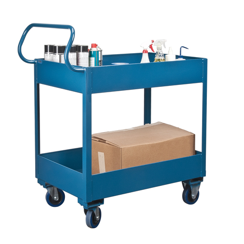 Chariots de service &agrave; bordure profonde, 2 Tiers, 24" la x 47" h x 36" p, Capacit&eacute; 1200 lb Quali-T-Solutions