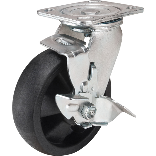 Roulettes haute temp&eacute;rature, Pivotant avec frein, 6" (152,4 mm), Nylon, 880 lb (399 kg) Quali-T-Solutions