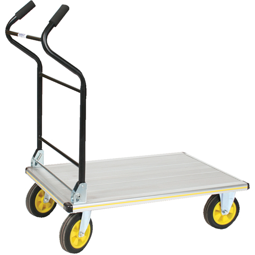Chariot &agrave; plateforme avec poign&eacute;e ergonomique pliante, Aluminium, 660 lb, 35-1/2" lo x 24" la, Hauteur 41" Quali-T-Solutions