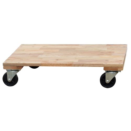 Socle roulant &agrave; plateforme en bois solide, Roues en Caoutchouc, Capacit&eacute; de 1200 lb, 24" la x 36" p x 7" h Quali-T-Solutions