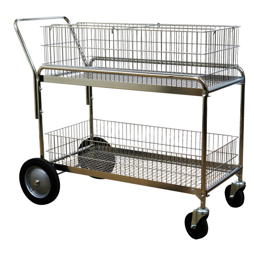 Chariot de bureau en treillis m&eacute;tallique pour le courrier, 250 lb Capacit&eacute;, Chrome, 23-3/4" p x 43" la x 38-1/2" h, Chrom&eacute; Quali-T-Solutions