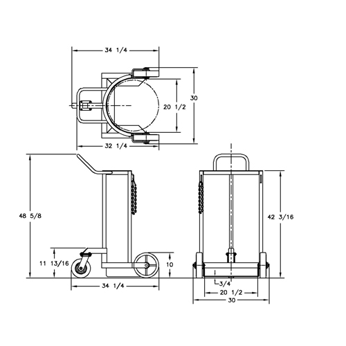 Grand chariot LCC pour bouteille de gaz liquide, Roues Polyur&eacute;thane, Base de 20" la x 20" p, 1000 lb Quali-T-Solutions