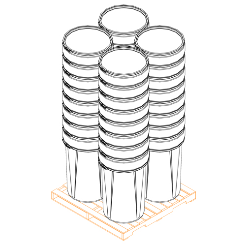 Baril emboîtable en poly&eacute;thyl&egrave;ne, 55 gal. US (45 gal. imp.), Dessus ouvert, Jaune Quali-T-Solutions