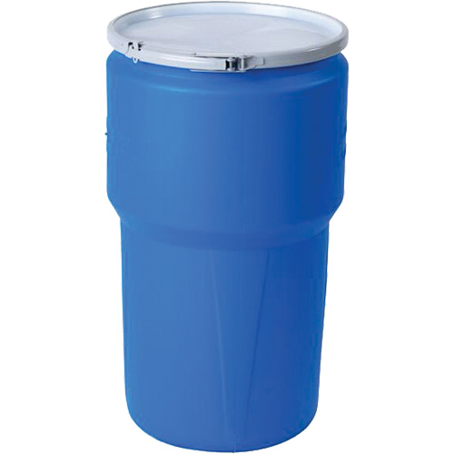 Baril emboîtable en poly&eacute;thyl&egrave;ne, 14 gal. US (11,7 gal. imp.), Dessus ouvert, Bleu Quali-T-Solutions