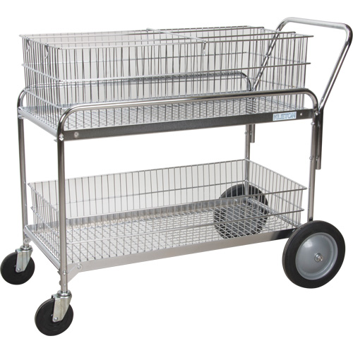 Chariot de bureau en treillis m&eacute;tallique pour le courrier, 250 lb Capacit&eacute;, Chrome, 23" p x 42" la x 38" h, Chrom&eacute; Quali-T-Solutions
