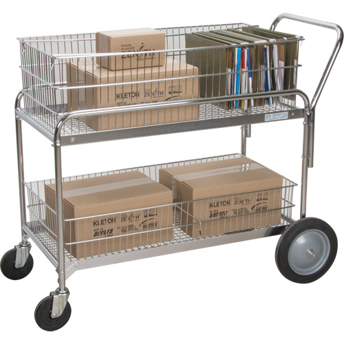 Chariot de bureau en treillis m&eacute;tallique pour le courrier, 250 lb Capacit&eacute;, Chrome, 23" p x 42" la x 38" h, Chrom&eacute; Quali-T-Solutions