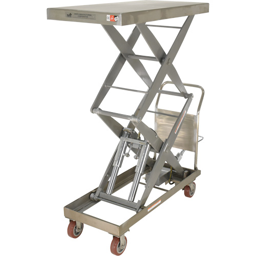 Manual Hydraulic Scissor Lift Table, 47-1/2" L x 24" W, Partial Stainless Steel, 1500 lbs. Capacity Quali-T-Solutions