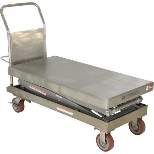Manual Hydraulic Scissor Lift Table, 47-1/2" L x 24" W, Partial Stainless Steel, 1500 lbs. Capacity Quali-T-Solutions