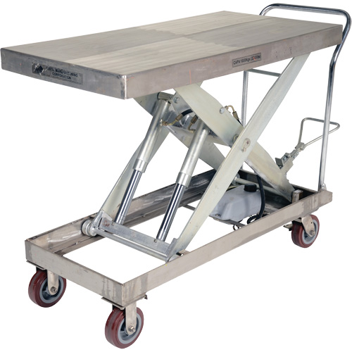 Manual Hydraulic Scissor Lift Table, 47" L x 24" W, Partial Stainless Steel, 2000 lbs. Capacity Quali-T-Solutions