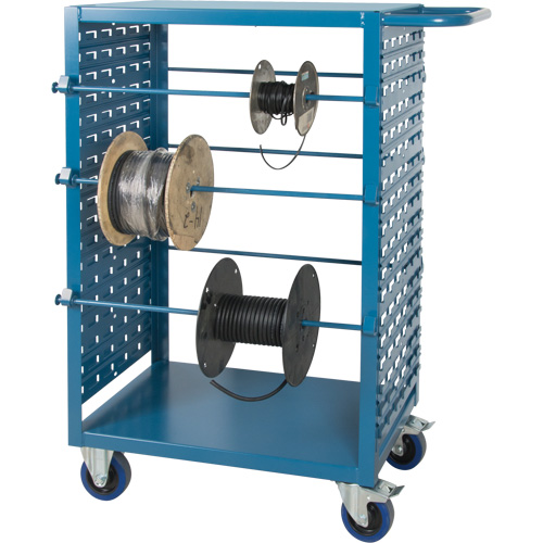 Mobile Wire Spool Cart, Steel, 6 Rod, 21" W x 48" H x 38" D, 1200 lbs. Capacity Quali-T-Solutions