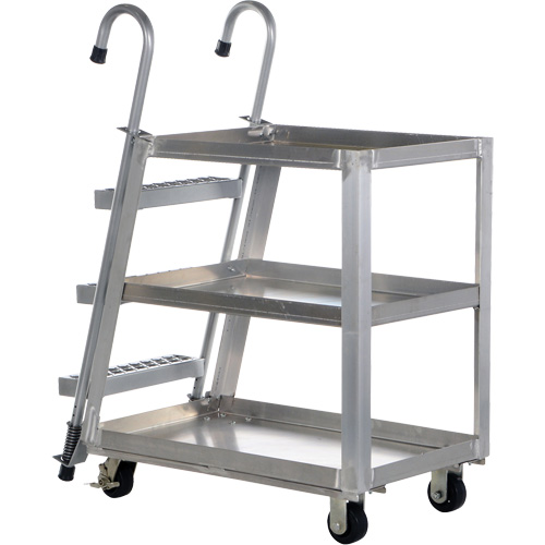 Stockpicker Truck, Aluminum, 21-7/8" W x 40" D, 3 Shelves, 660 lbs. Capacity Quali-T-Solutions
