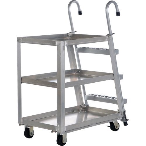 Stockpicker Truck, Aluminum, 21-7/8" W x 40" D, 3 Shelves, 660 lbs. Capacity Quali-T-Solutions