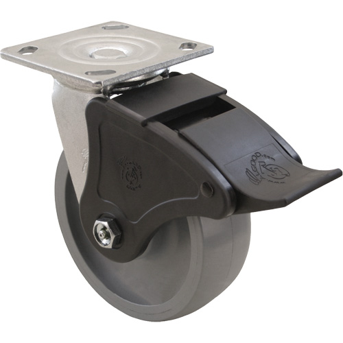 Max9 Caster, Swivel, 6" (152.4 mm), Envirothane Grey-WOW, 1100 lbs. (498.95 kg.) Quali-T-Solutions