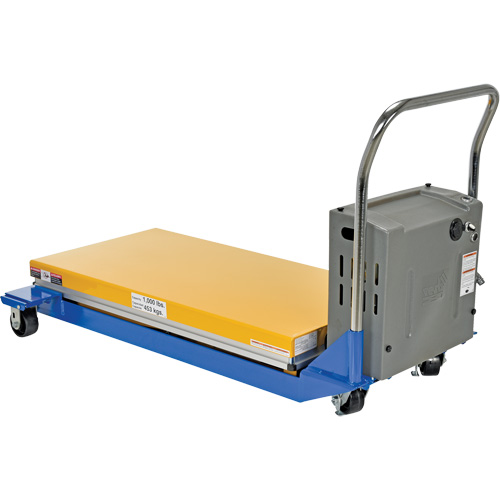 Table &eacute;l&eacute;vatrice aliment&eacute;e c. c. et manuelle &agrave; ciseaux, Acier, 48" lo x 24" la, Capacit&eacute; 1000 lb Quali-T-Solutions