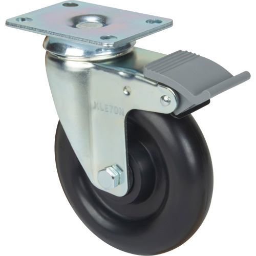 Caster, Swivel with Brake, 5" (127 mm), Polyolefin, 250 lbs. (113.4 kg) Quali-T-Solutions