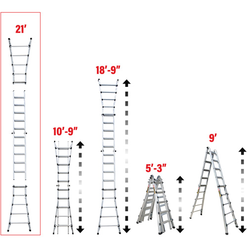 Telescoping Multi-Position Ladder, Aluminum, 300 lbs., CSA Grade 1A Quali-T-Solutions