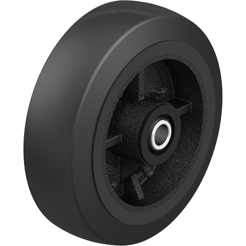 Roue en caoutchouc noir sur noyau en fonte noir, 12" (304,8 mm) dia. x 2-1/2" (64 mm) la, Capacit&eacute; de 396,8 lb (180 kg) Quali-T-Solutions